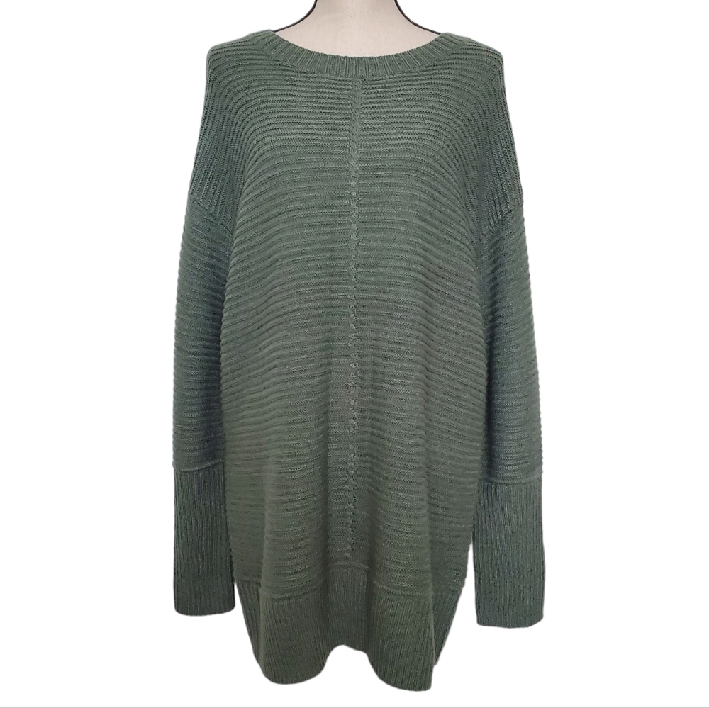 New Women's Nine West Olive With Gold Long Sleeve Sweater Tunic Size XXL